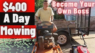 How To Make $400 In 4 Hours Mowing Lawns- SOLO Mowing Business💰