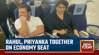 Congress Leaders Rahul Gandhi And Priyanka Gandhi Vadra Onboard Flight To Surat