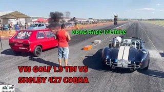 VW GOLF 1.9 TDI vs Shelby 427 Cobra - AC Cobra 7.0 V8 drag race 1/4 mile 🚦🚗 - 4K UHD