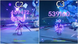 C2 vs C3 Raiden Shogun Solo & Team Damage Comparison