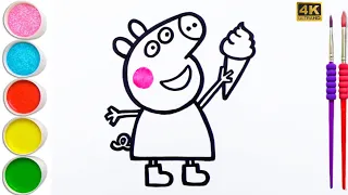 How to draw Peppa pig, Icecream for Kids, Toddlers | Step by step Easy Peppa Drawing for children