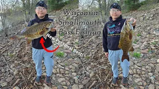 Central Wisconsin Smallmouth Bass Fishing (Both PB Broken!!!) #fishing #bass #wildlife