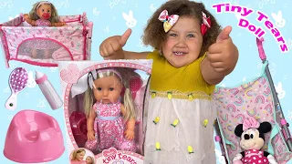 Tiny Tears Doll Unboxing and Pretend play! Katy is a good mummy! Doll with real tears!😮 Katy Kids TV