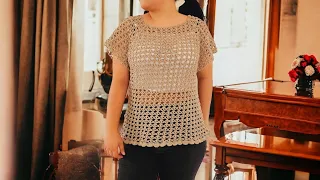 Blusa calada a crochet para mujer talla S, M, G, EG, 1XL / parte 1