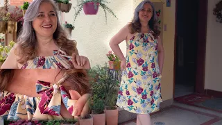 Cómo hacer un vestido de verano,estilo halter/Con bolsillos/patrones y confección/IDEA de negocio