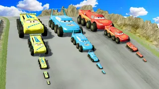 Big & Small BTR: Cruz Ramirez vs Lightning Mcqueen vs King Dinoco vs DOWN OF DEATH in BeamNG.Drive