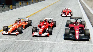 Ferrari F1 2022 vs Ferrari F1 2002-2003-2004 at Interlagos GP