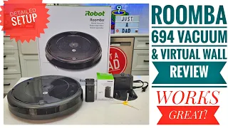 Unboxing and Setup of iRobot Roomba 694 Robot Vacuum with Virtual Wall Setup