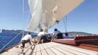 Sailing  on board J Class yacht Shamrock V