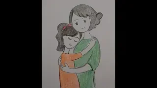 Как нарисовать маму (мама и дочка, рисунок на открытку)