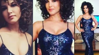 Sunny Leone Hot Milky Cleavage Visible In Blue Gown