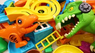 Satisfying building blocks marble run ASMR King of dinosaur course