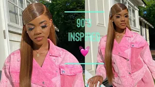 90’s Inspired Side Swoop 💓 | Caramel Brown Hair Color 🍂 | African Mall Hair |