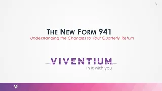 The New Form 941 Viventium Webinar