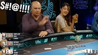 Angry Man Can't Catch A Break! $5,000 Buy In Poker Game