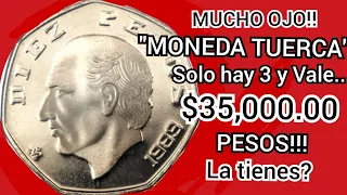 💰💸MUCHO OJO👉MONEDA TUERCA DE 1983 DE 10 PESOS $35,000.00 PESOS!! LA TIENES?