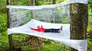 I Survived 50 Hours In a GIANT Plastic Wrap Tent!