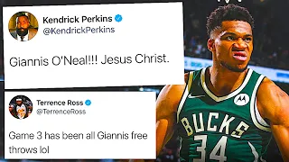 NBA PLAYERS REACT TO MILWAUKEE BUCKS BEATING PHOENIX SUNS IN GAME 3 OF NBA FINALS | GIANNIS REACTION