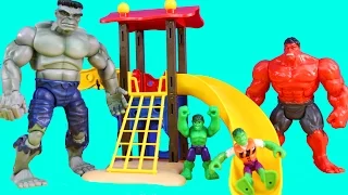 Baby Hulks Play At The Playground And Beat Up Clay Face And Lex Luthor