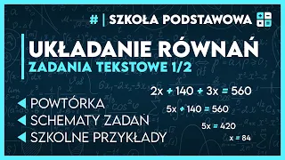 UKŁADANIE RÓWNAŃ 1/2 📋 - ZADANIA TEKSTOWE ✅️ | Matematyka Szkoła Podstawowa