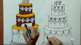 How to draw Chocolate cake | Colour fun for kids #drawing #cake #creativity #arts