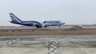 National Airlines 747-400 landing at O'Hare and Taxi