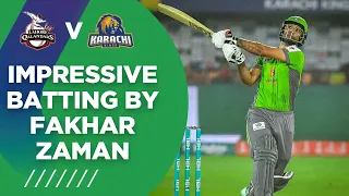 PSL2021 | Impressive Batting By Fakhar Zaman | Lahore Qalandars vs Karachi Kings | Match 11 | MGT