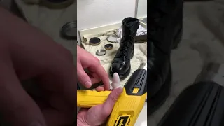 Boot polish using heatgun and Lincoln Wax