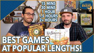 Best Board Games That Play in 15 Mins, 30 Mins, 1 Hour, 1.5 Hours and 2+ Hours!