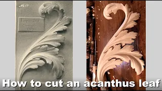 Carving an acanthus leaf from wood. Woodcarving