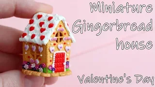 Miniature Gingerbread house. Valentine's Day. Tutorial. DIY. Polymer clay. Пряничный домик