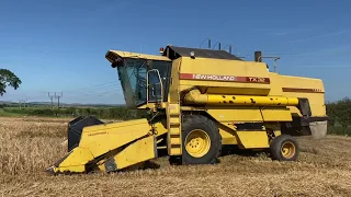 Cumbrian Harvest 2023. New Holland TX32 combining spring barley under blue skies!