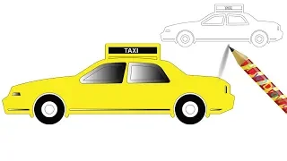 How to Draw a Taxi Car | Easy Drawing - Coloring Page