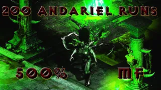 Lucky 200 Andariel Runs / 500% MF Lightning-Sorceress / Diablo 2 Resurrected - Solo B.net