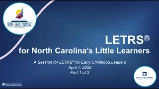 LETRS for Little Learners Part 1