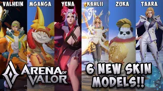 6 NEW SKIN MODELS (VALHEIN, MGANGA, YENA & MORE) | Arena of Valor | AoV | RoV | LiênQuânMobile