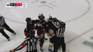Victor Mete Goes After Nick Foligno Netfront, Scrum Ensues