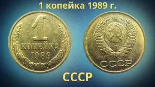 Монета 1 копейка 1989 года. СССР.