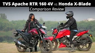 TVS Apache RTR 160 4V vs Honda X-Blade Comparison Review | Express Drives