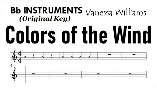 Colors of the Wind Bb Instruments Sheet Music Backing Track Play Along Partitura