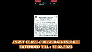 JNVST CLASS 6 REGISTRATION DATE EXTENDED 2023