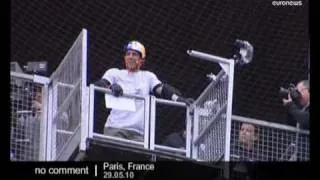 Roller blader Taig Khris drops from Eiffel Tower