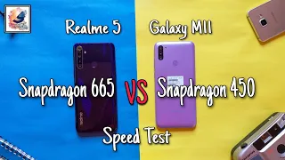 Samsung Galaxy M11 VS Realme 5/5i Speed Test | Snapdragon 665 vs Snapdragon 450 Speed Test