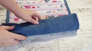 Denim rug DIY. How to sew a bath rug out of jeans? Коврик из джинсов своими руками. Как сшить коврик