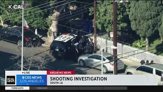 1 shot, suspect barricaded inside South LA home