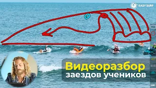 Видеоразбор заездов учеников нашей школы. Школа сёрфинга Easy Surf на Бали.