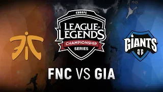 FNC vs. GIA  - Week 4 Day 2 | EU LCS Spring Split |  Fnatic vs. Giants Gaming (2018)