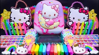 "Kitty" Slime. Mixing Makeup into clear slime! 🌈ASMR🌈 #satisfying #슬라임 #kitty  (398)