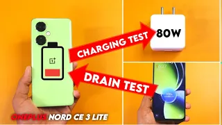 OnePlus Nord CE 3 Lite Battery Drain Test 100% to 0% || Nord CE 3 Lite Charging Test 0% to 100%