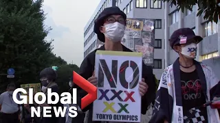 Protesters continue push for Tokyo Olympics cancellation as COVID-19 cases surge